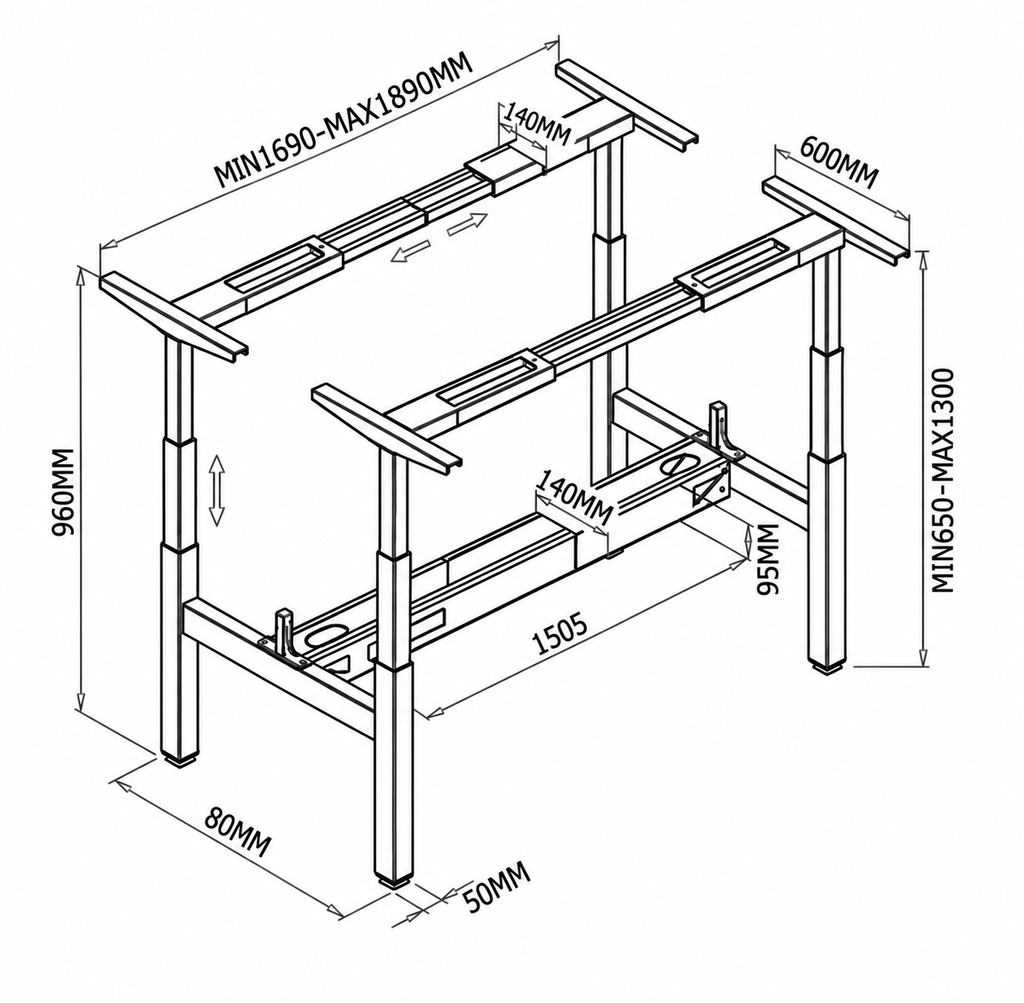 Elektrisch zit-sta DUO frame