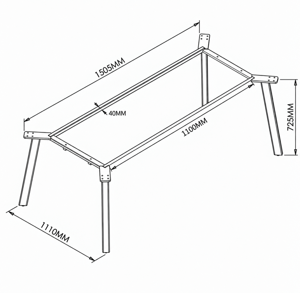 Vergadertafel Modu frame voor bladen tussen 240cm-400cm