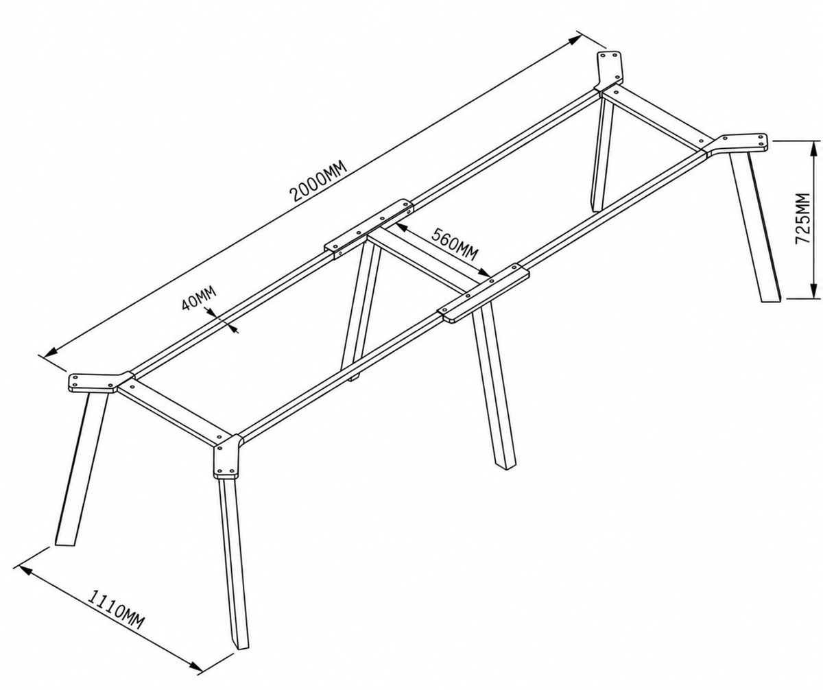 Vergadertafel Modu frame voor bladen groter dan 400cm