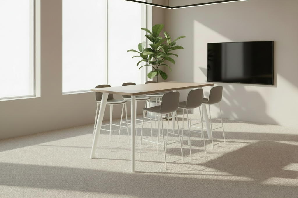 Hoge vergadertafel Modu Recht – Cuando blad met wit frame