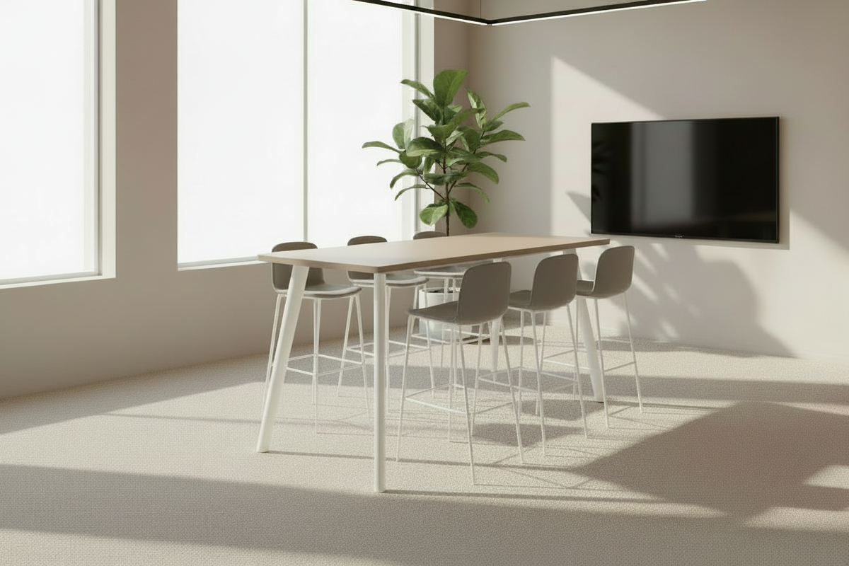 Hoge vergadertafel Modu Recht – Cuando blad met wit frame
