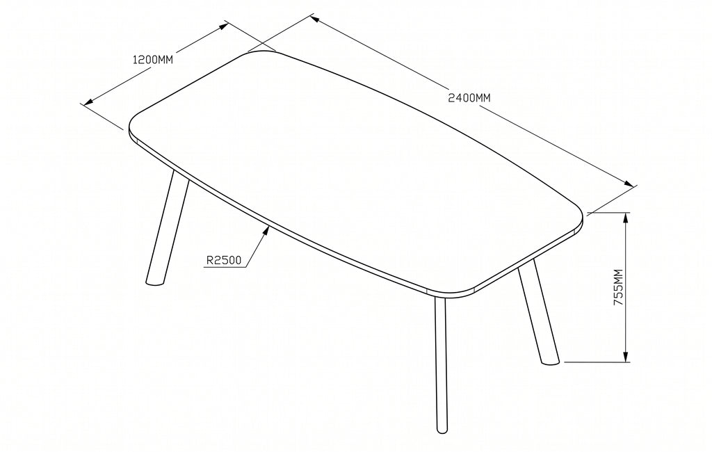 Vergadertafel Modu 240x120cm Deens Ovaal