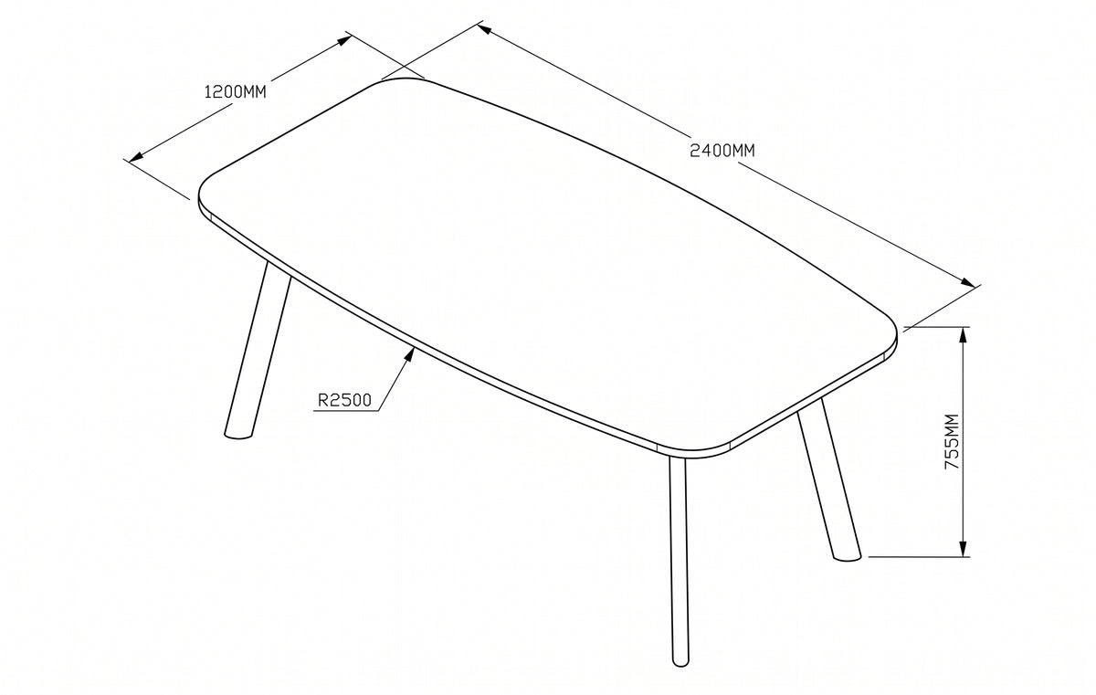 Vergadertafel Modu 240x120cm Deens Ovaal
